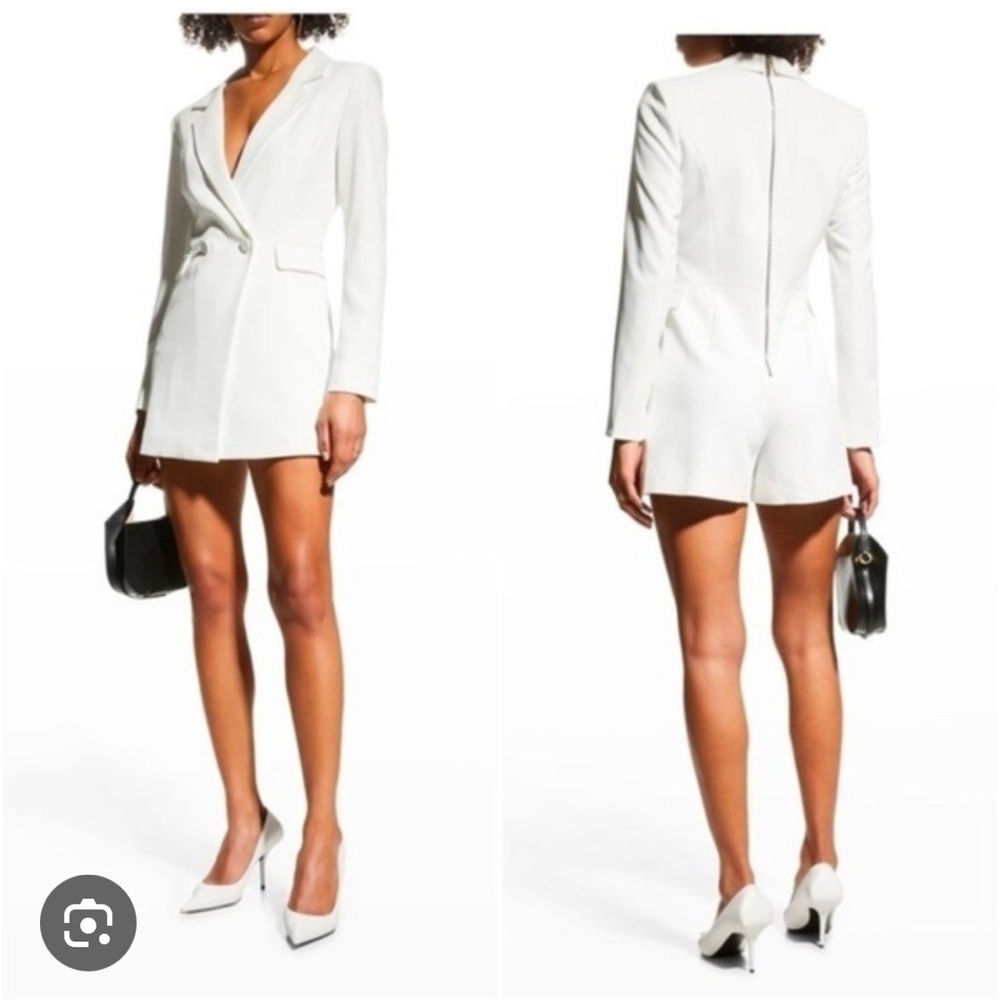 Alice + Olivia Cream Faux Leather Romper